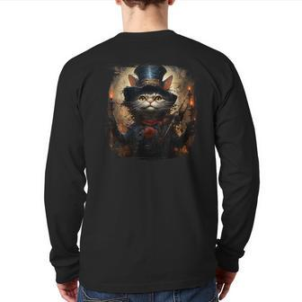Suphalak Cat Fireworks 4Th Of July Back Print Long Sleeve T-shirt | Mazezy