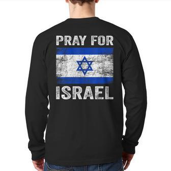 Support Israel Pray For Israel Israeli Flag Vintage Back Print Long Sleeve T-shirt - Monsterry AU