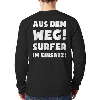 Surfer In Use Windsurfing Wave Riding Surfing Back Print Long Sleeve T-shirt | Mazezy