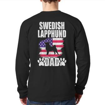 Swedish Lapphund Dad Dog Lover American Us Flag Back Print Long Sleeve T-shirt | Mazezy
