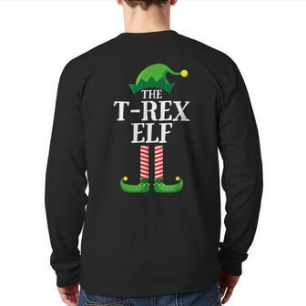 T Rex Elf Matching Family Group Christmas Party Back Print Long Sleeve T-shirt | Mazezy