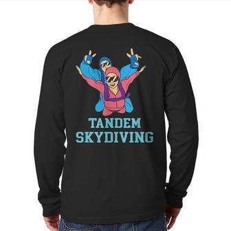 Tandem Skydiving Duo Parachuting Formation Idea Back Print Long Sleeve T-shirt | Mazezy