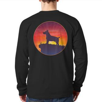 Teddy Roosevelt Terrier Dog Sunset Back Print Long Sleeve T-shirt | Mazezy