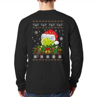 Tennis Ugly Sweater Christmas Pajama Lights Sport Lover Back Print Long Sleeve T-shirt - Monsterry DE