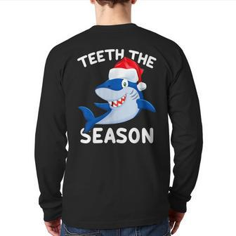 Th Shark Season Christmas Matching Family Pajamas Back Print Long Sleeve T-shirt | Mazezy