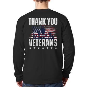 Thank You Veterans Day Memorial Day Partiotic Military Usa Back Print Long Sleeve T-shirt - Seseable