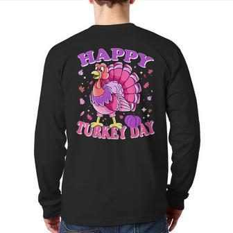 Thanksgiving Female Turkey Happy Turkey Day Back Print Long Sleeve T-shirt - Monsterry UK