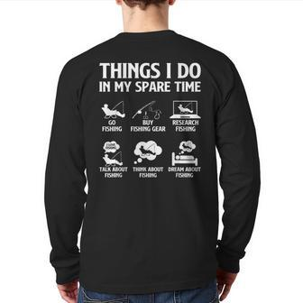 Things I Do In My Spare Time Fishing Boys Bass Fishing Back Print Long Sleeve T-shirt - Seseable