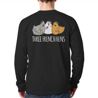 Three French Hens Cute Christmas Song Back Print Long Sleeve T-shirt - Seseable