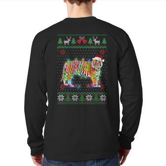 Tiger Animal Ugly Sweater Christmas Puppy Animal Lover Back Print Long Sleeve T-shirt | Mazezy