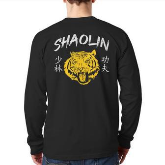 Tiger Shaolin Kung Fu Chinese Symbol Wushu Martial Arts Back Print Long Sleeve T-shirt | Mazezy