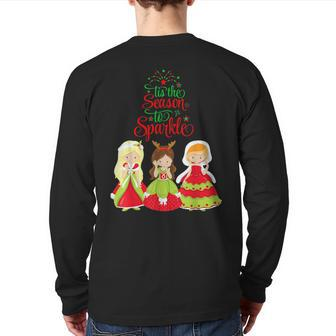 Tis The Season To Sparkle Christmas Princess Back Print Long Sleeve T-shirt | Mazezy