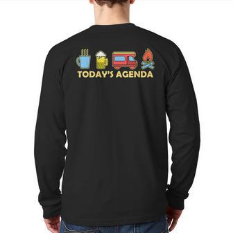Today's Agenda Camping Lover Tent Bbq Travelling Picnicking Back Print Long Sleeve T-shirt | Mazezy