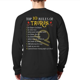 Top 10 Rules Of Taurus Zodiac Birthday Back Print Long Sleeve T-shirt | Mazezy