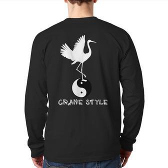 Top China White Crane Martial Arts Kung Fu Style Back Print Long Sleeve T-shirt | Mazezy