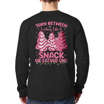 Torn Between Looking Like A Snack Or Eating One Christmas Back Print Long Sleeve T-shirt | Mazezy