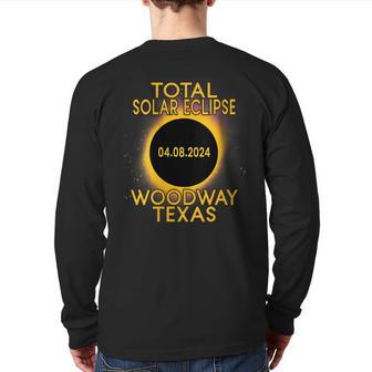 Total Solar Eclipse 2024 Woodway Texas Path Of Totality Back Print Long Sleeve T-shirt | Mazezy