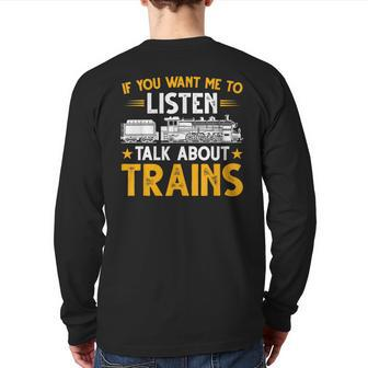 Train Talk About Trains Locomotive Back Print Long Sleeve T-shirt - Seseable