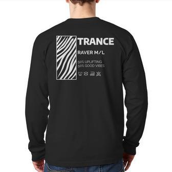 Trance Music Dance Music Techno Tech House Hard Trance Back Print Long Sleeve T-shirt | Mazezy