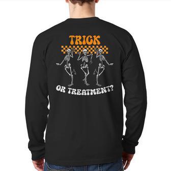 Trick Or Treatment Physical Therapy Skeleton Pt Halloween Back Print Long Sleeve T-shirt - Monsterry