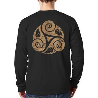Triple Spiral The Celtic Triskele Triskelion Back Print Long Sleeve T-shirt | Mazezy