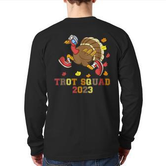 Trot Squad 2023 Running Exercise Turkey Thanksgiving Back Print Long Sleeve T-shirt | Mazezy