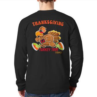 Trot Squad Turkey Family Thanksgiving 2023 Running Marathon Back Print Long Sleeve T-shirt | Mazezy