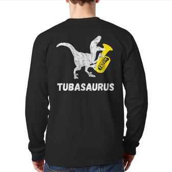 Tuba Dinosaur Musician Tubaist Dino Tuba Player T-Rex Back Print Long Sleeve T-shirt | Mazezy