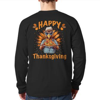 Turkey Day Happy Thanksgiving Family Dinner Back Print Long Sleeve T-shirt - Seseable