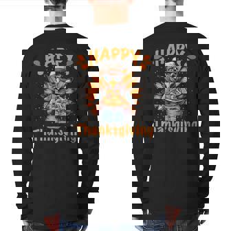 Turkey Day Happy Thanksgiving Family Dinner Back Print Long Sleeve T-shirt - Seseable