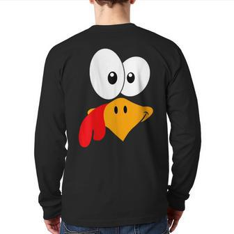 Turkey Face Thanksgiving Day 2023 Matching Family Costume Back Print Long Sleeve T-shirt | Mazezy