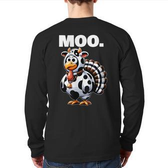 Turkey Moo Thanksgiving Back Print Long Sleeve T-shirt - Seseable