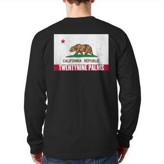 Twentynine Palms California Distressed Ca Republic Flag Back Print Long Sleeve T-shirt | Mazezy
