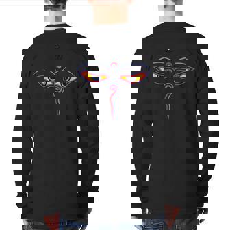 The Two Eyes Of The Buddha Back Print Long Sleeve T-shirt | Mazezy