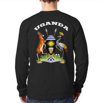 Uganda Coat Of Arms Flag Souvenir Kampala Back Print Long Sleeve T-shirt | Mazezy