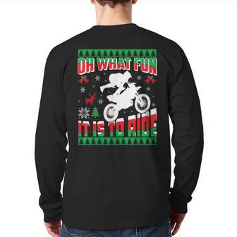 Ugly Christmas Dirt Bike Motocross Xmas Back Print Long Sleeve T-shirt - Seseable