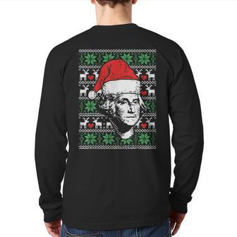 Ugly Christmas George Washington Patriotic President Back Print Long Sleeve T-shirt - Thegiftio UK