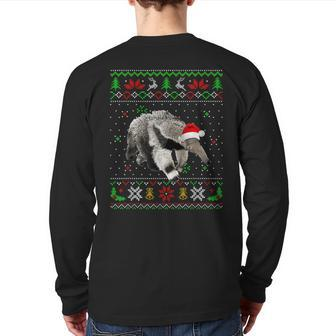 Ugly Christmas Pajama Sweater Anteater Animals Lover Back Print Long Sleeve T-shirt | Mazezy