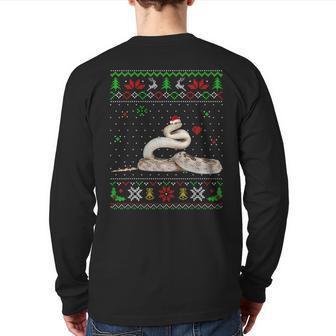 Ugly Christmas Pajama Sweater Snake Animals Lover Back Print Long Sleeve T-shirt - Monsterry