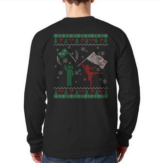 Ugly Christmas Sweater Color Guard Winter Guard Back Print Long Sleeve T-shirt | Mazezy