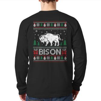 Ugly Christmas Sweater Bison Ugly Xmas Back Print Long Sleeve T-shirt - Monsterry UK