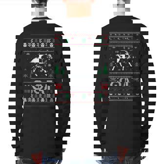 Ugly Christmas Sweater Goat Ugly Xmas Back Print Long Sleeve T-shirt - Monsterry