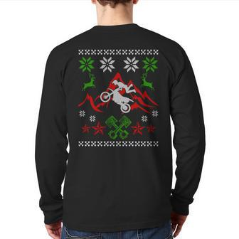 Ugly Christmas Sweater Style Motocross Back Print Long Sleeve T-shirt | Mazezy