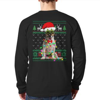 Ugly Sweater Christmas Lights Jack Russell Terrier Dog Puppy Back Print Long Sleeve T-shirt - Monsterry