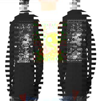 Ugly Xmas Sweater Style Lighting Turtle Christmas Back Print Long Sleeve T-shirt | Mazezy