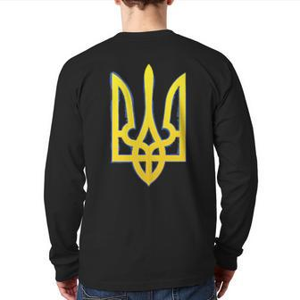 Ukraine Trident Zelensky Military Emblem Symbol Patriotic Back Print Long Sleeve T-shirt - Thegiftio UK