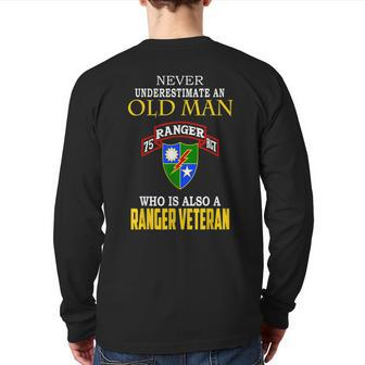 Never Underestimate A 75Th Ranger Ranger Veteran Christmas Back Print Long Sleeve T-shirt - Seseable