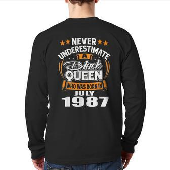 Never Underestimate A Black Queen July 1987 Back Print Long Sleeve T-shirt | Mazezy UK
