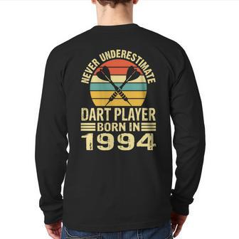 Never Underestimate Dart Player Born In 1994 Dart Darts Back Print Long Sleeve T-shirt - Seseable