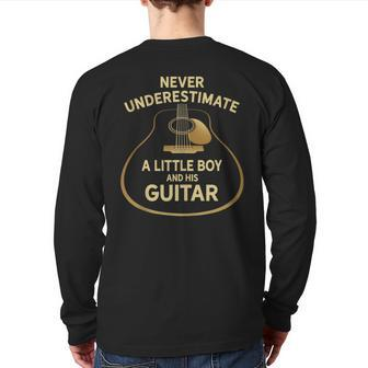 Never Underestimate A Little Boy And His Guitar Back Print Long Sleeve T-shirt | Mazezy